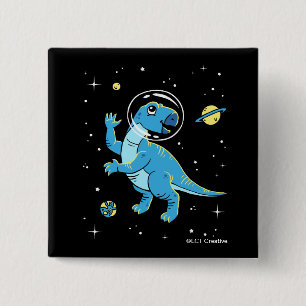 Bóton Quadrado 5.08cm Rhabdodon azul Dinos no espaço