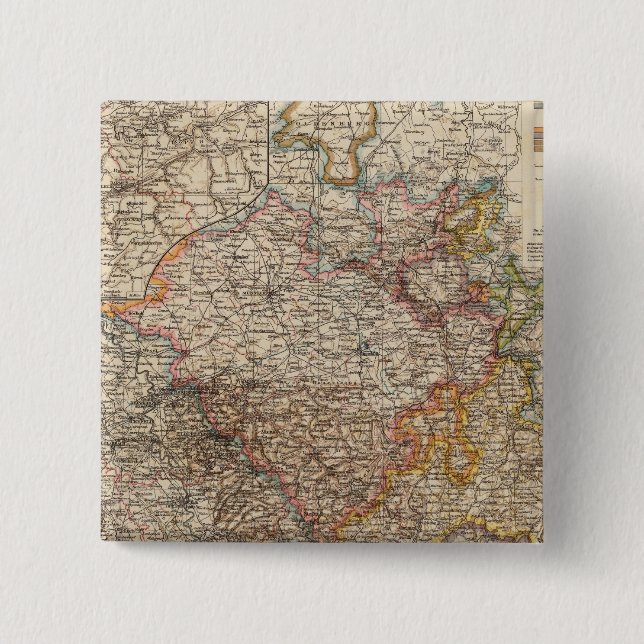 Bóton Quadrado 5.08cm Rhenish Prussia, Westphalia, Hesse Nassau (Frente)