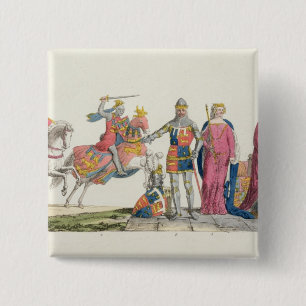 Bóton Quadrado 5.08cm Richard o Lionheart, John de magriço, Edward III,