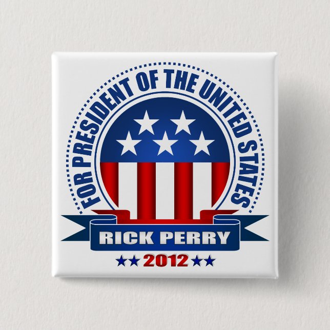 Bóton Quadrado 5.08cm Rick Perry (Frente)