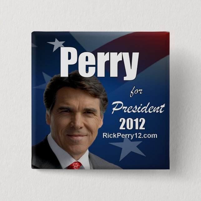 Bóton Quadrado 5.08cm Rick Perry 2012 (Frente)