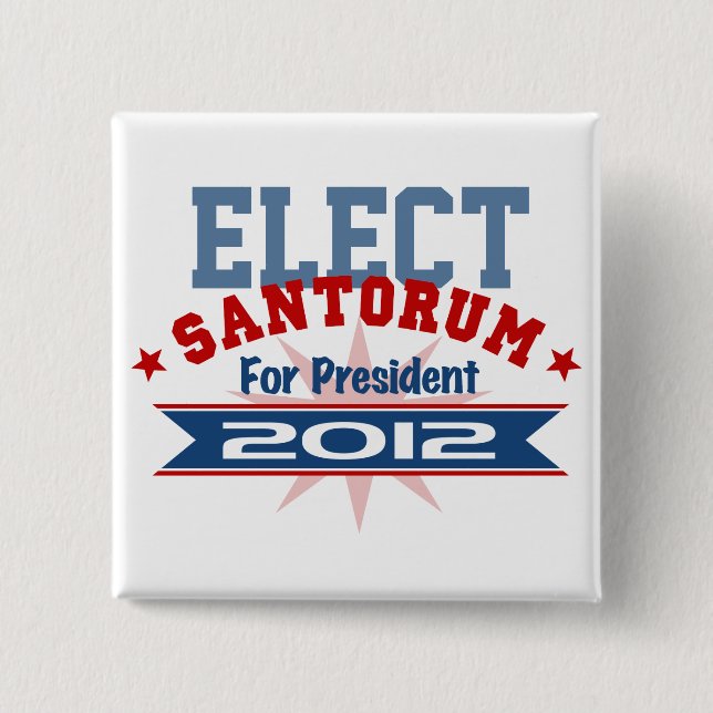 Bóton Quadrado 5.08cm Rick Santorum 2012 (Frente)