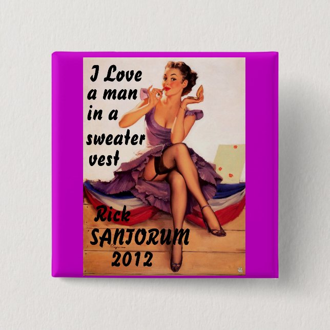 Bóton Quadrado 5.08cm Rick Santorum 2012 (Frente)