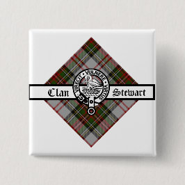 Bóton Quadrado 5.08cm Rico Clan Stewart Crachá Crest