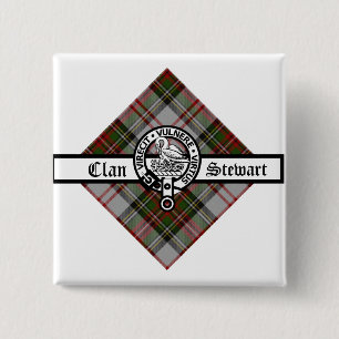 Bóton Quadrado 5.08cm Rico Clan Stewart Crachá Crest