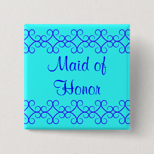Bóton Quadrado 5.08cm Rico de cores azul de bloco de cores Bridesmaid