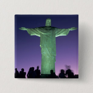 Bóton Quadrado 5.08cm Rio de Janeiro, Brasil. a Estátua de Cristo sobre