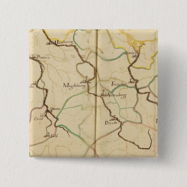 Bóton Quadrado 5.08cm Rios e Vales da Alemanha (Frente)