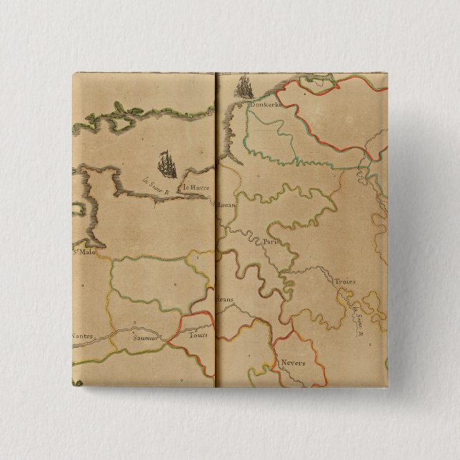 Bóton Quadrado 5.08cm Rios França (Frente)