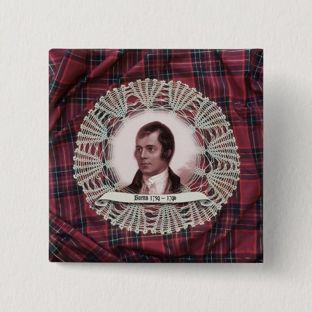 Bóton Quadrado 5.08cm Robbie Burns Highland pin quadrado (Frente)