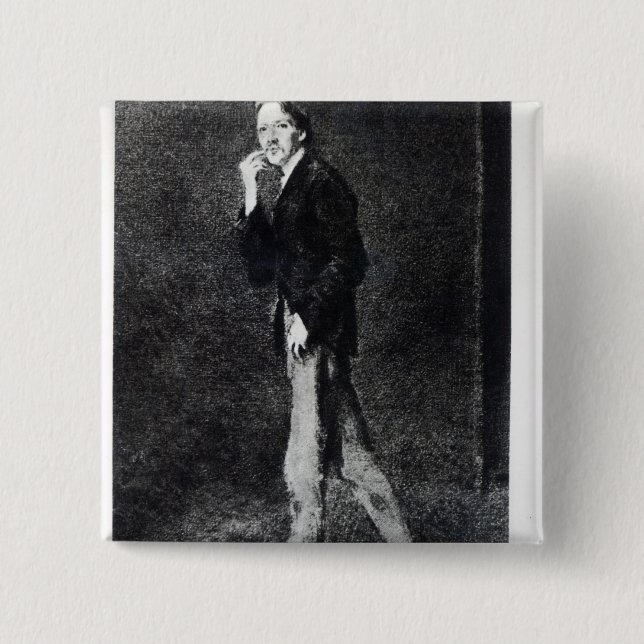 Bóton Quadrado 5.08cm Robert Louis Stevenson (Frente)