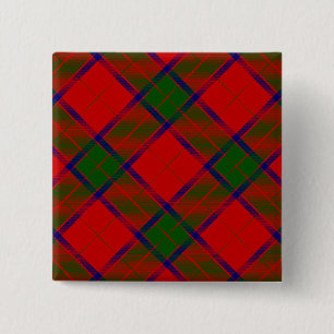 Bóton Quadrado 5.08cm Robertson tartan xadrez verde vermelha