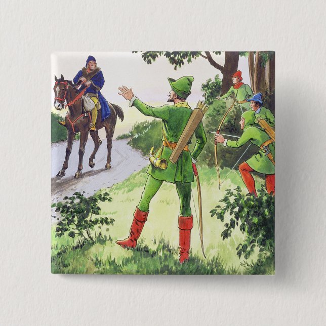 Bóton Quadrado 5.08cm Robin Hood, das "espreitadelas no passado", (Frente)
