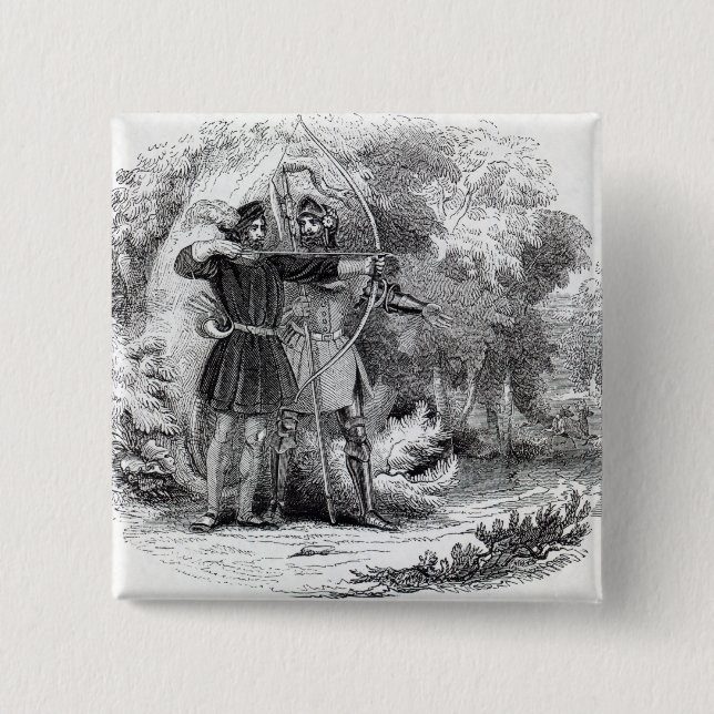 Bóton Quadrado 5.08cm Robin Hood e John pequeno (Frente)