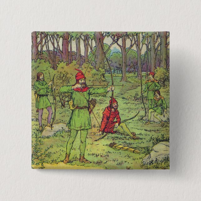 Bóton Quadrado 5.08cm Robin Hood na Floresta (Frente)