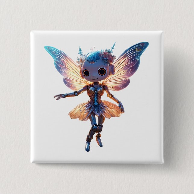 Bóton Quadrado 5.08cm Robô Pixie Bailarina Fofa (Frente)