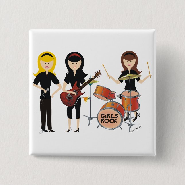 Bóton Quadrado 5.08cm Rocha das meninas! Botão (Frente)