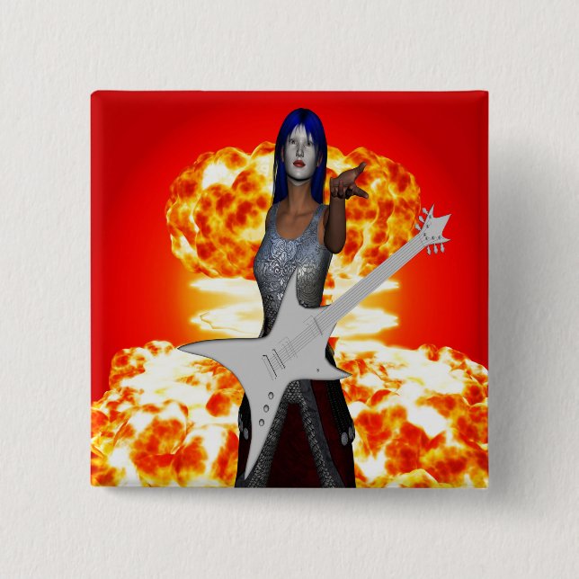 Bóton Quadrado 5.08cm Rock and Roll (Frente)