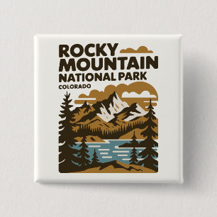 Bóton Quadrado 5.08cm Rocky Mountain National Park Colorado Vintage Art
