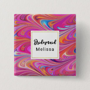 Bóton Quadrado 5.08cm Rodovalho cor-de-laranja Cor-de-rosa Design Brides