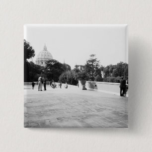Bóton Quadrado 5.08cm Roma Itália, Os Jardins do Vaticano
