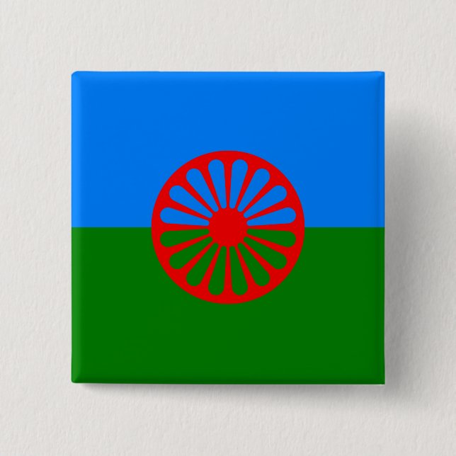 Bóton Quadrado 5.08cm Romani Flag (Frente)
