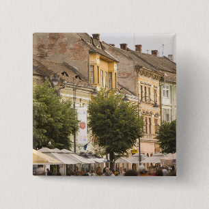 Bóton Quadrado 5.08cm Romênia, Sibiu. Nova Cidade. RF)