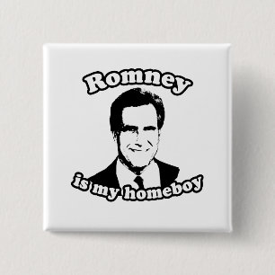BÓTON QUADRADO 5.08CM ROMNEY É MEU FICAR EM CASA