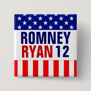 Bóton Quadrado 5.08cm Romney Ryan 2012