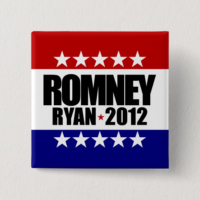 Bóton Quadrado 5.08cm Romney Ryan 2012 (Frente)
