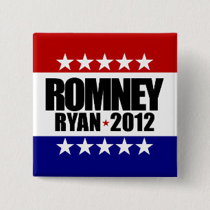 Bóton Quadrado 5.08cm Romney Ryan 2012
