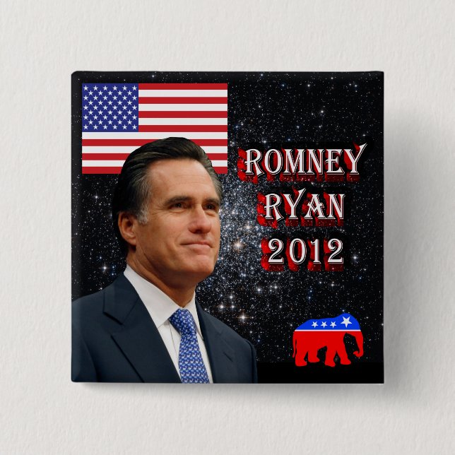 Bóton Quadrado 5.08cm Romney-Ryan 2012 (Frente)