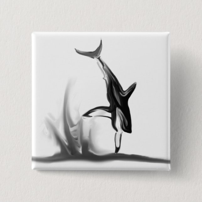 Bóton Quadrado 5.08cm Rompendo o grande tubarão branco que caça um selo (Frente)