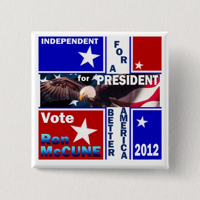 Bóton Quadrado 5.08cm Ron McCune para o presidente 2012 (Frente)