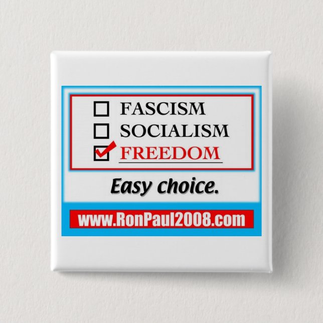 Bóton Quadrado 5.08cm Ron Paul 2008 (Frente)