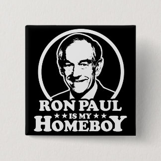Bóton Quadrado 5.08cm Ron Paul é meu ficar em casa