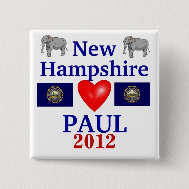 Bóton Quadrado 5.08cm Ron Paul New Hampshire 2012 (Frente)