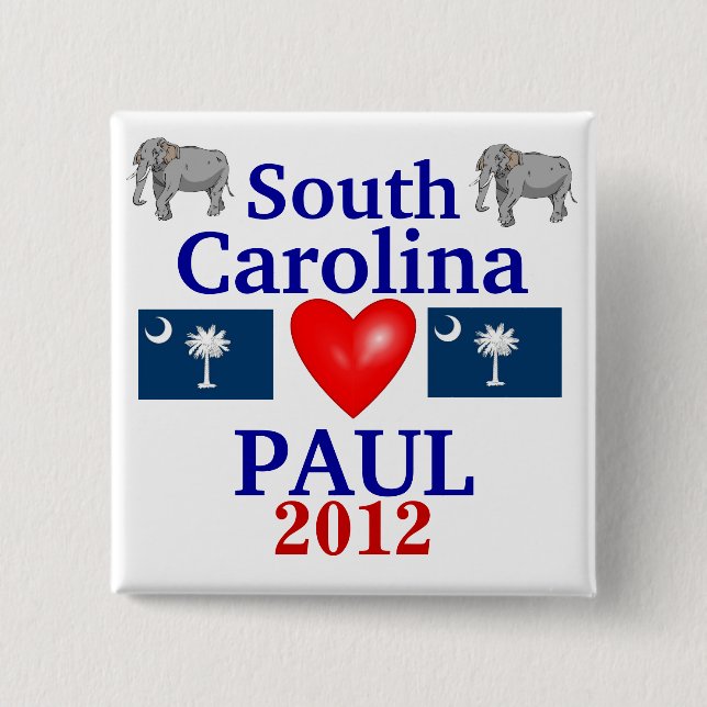 Bóton Quadrado 5.08cm Ron Paul South Carolina 2012 (Frente)
