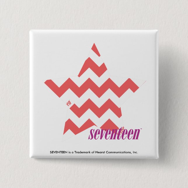 Bóton Quadrado 5.08cm Rosa 4 do ziguezague (Frente)