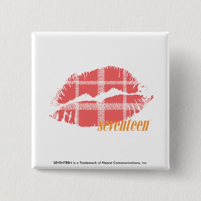 Bóton Quadrado 5.08cm Rosa da xadrez (Frente)