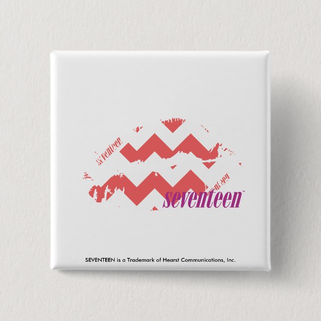 Bóton Quadrado 5.08cm Rosa do ziguezague (Frente)