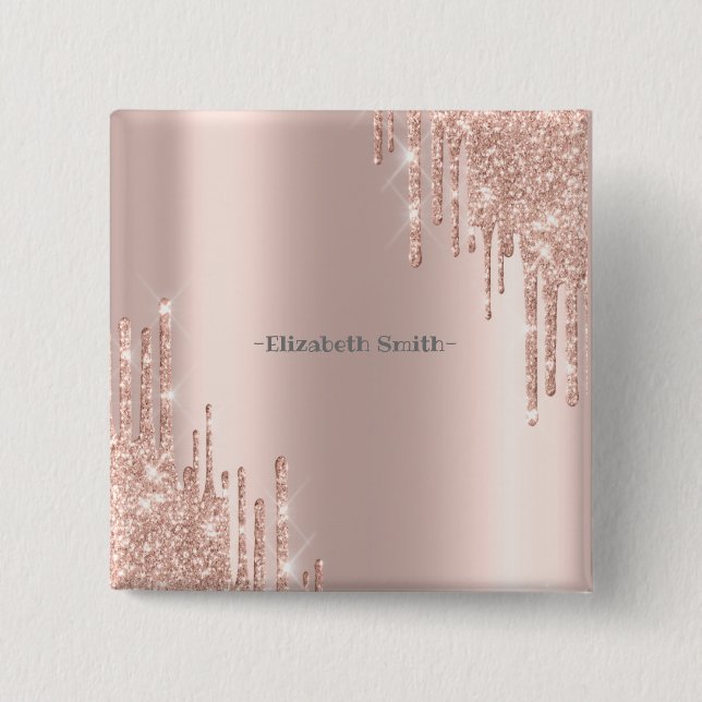 Bóton Quadrado 5.08cm Rosa Elegante (Frente)