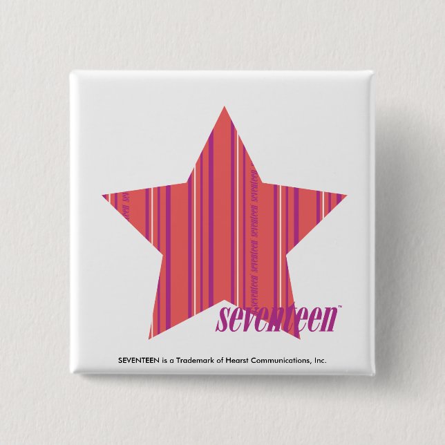 Bóton Quadrado 5.08cm Rosa fino 4 das listras (Frente)