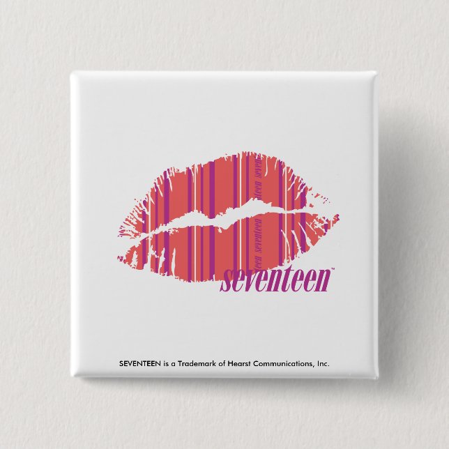 Bóton Quadrado 5.08cm Rosa fino das listras (Frente)