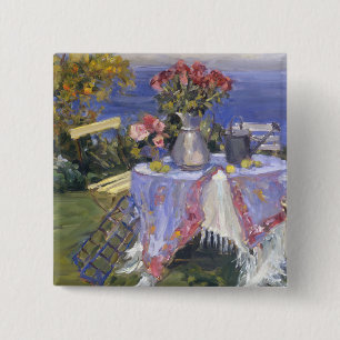 Bóton Quadrado 5.08cm Rosas pelo mar