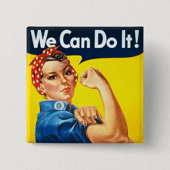 Bóton Quadrado 5.08cm Rosie The Riveter (Frente)