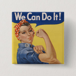 Bóton Quadrado 5.08cm Rosie the Riveter: Forte Empoderamento feminino