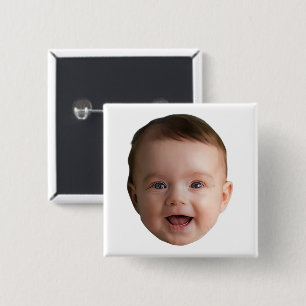 Bóton Quadrado 5.08cm Rosto de Bebê Personalizado, Foto engraçada person