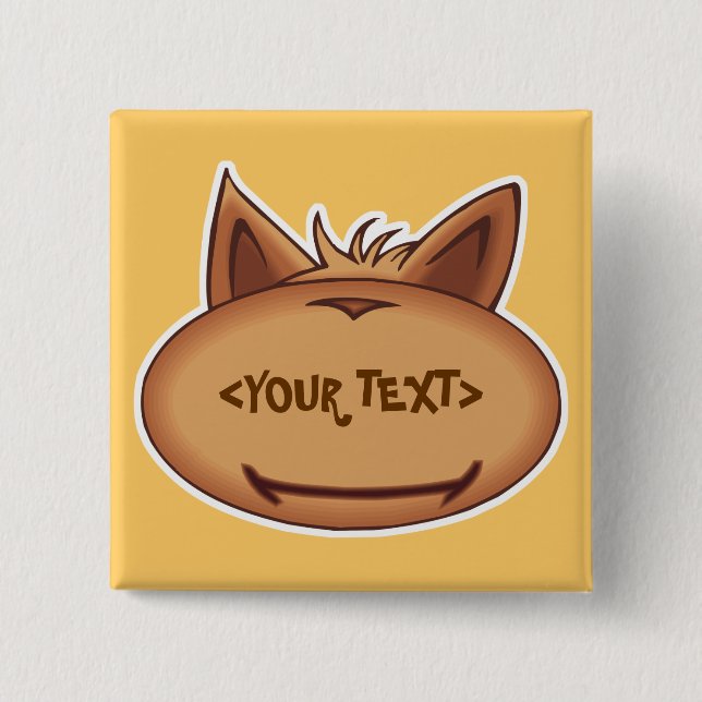 Bóton Quadrado 5.08cm Rosto Engraçado,<YOUR TEXT> (Frente)