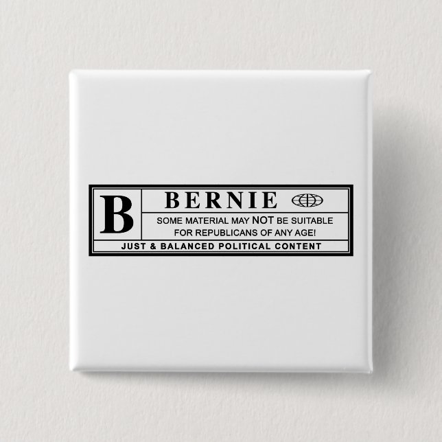 Bóton Quadrado 5.08cm Rótulo de Aviso Bernie Sanders (Frente)